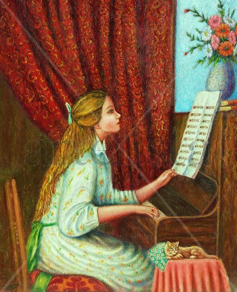 Dama tocando el piano