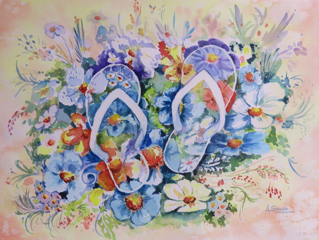 Que crezcan flores a tu paso Watercolour Textile Floral Painting