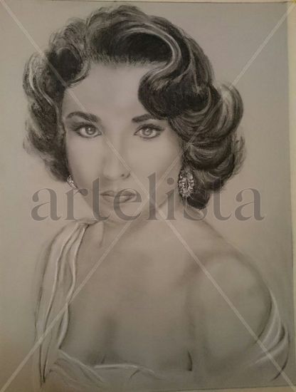 Joven Liz Taylor Charcoal