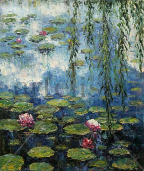 NENÚFARES 4-Pensando en Monet. Óleo Lienzo Paisaje