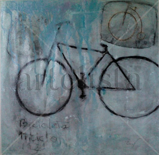 bicicleta con fondo azul