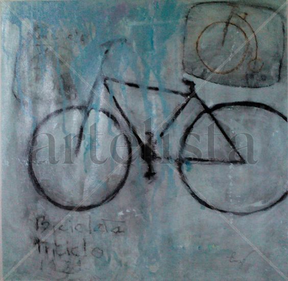 bicicleta con fondo azul Acrylic Canvas Others