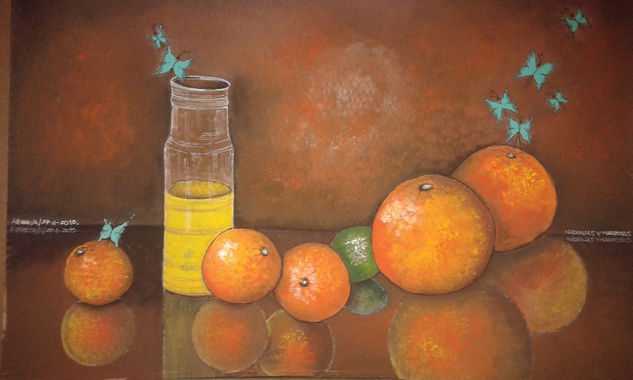 naranjas y limón Acrylic Card Still Life Paintings