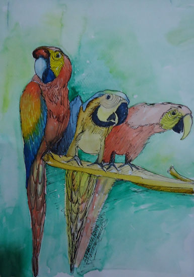 loros Watercolour Card Animals