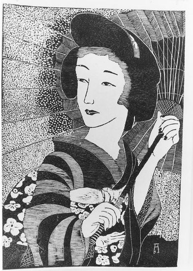 geisha Xilografía