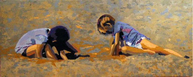 On the beach II Oil Panel Figure Painting