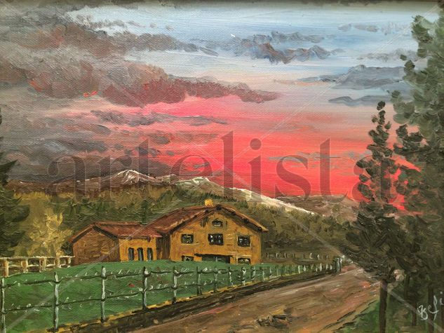 puesta de sol en el caserio Oil Canvas Landscaping