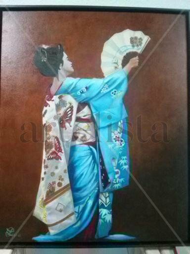 Geisha Turquesa Oil Canvas Figure Painting