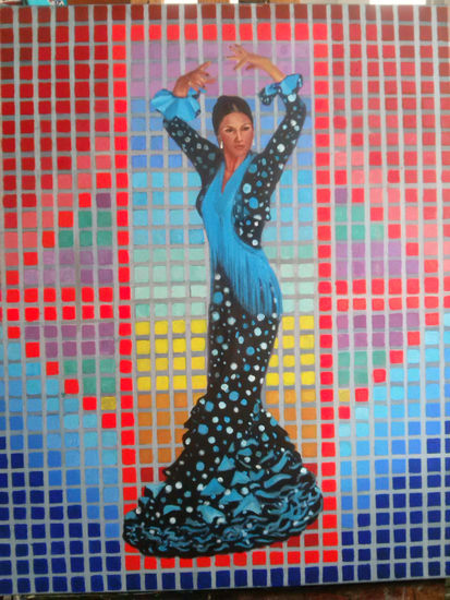 FLAMENCO-VASARELY  BY CARMEN LUNA CREVIZAN Acrylic Canvas Figure Painting