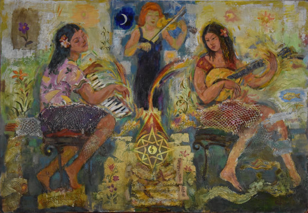 Las tres Musas Óleo Tabla Figura