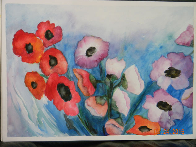 mostrando su deseo de vivir Watercolour Paper Floral Painting