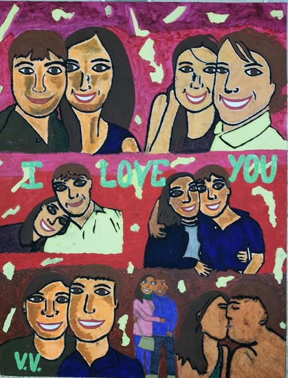 I love you Mixed media Canvas Portrait