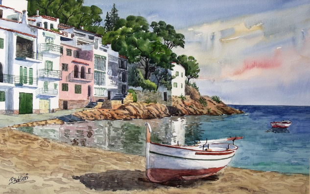 SA TUNA (COSTA BRAVA - GIRONA) Watercolour Paper Marine Painting