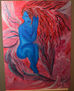 Mujer azul cabello rojo