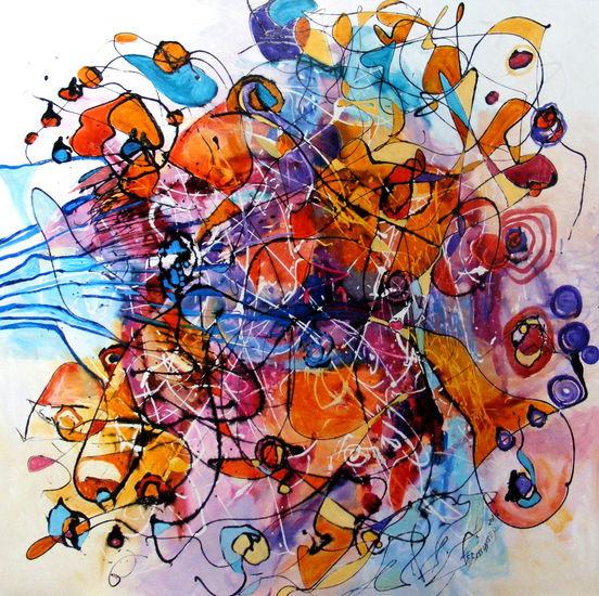 Confetti abstract by E.Bissinger Óleo Lienzo Otros