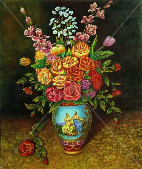 Jarrón floral Oil Canvas Floral Painting