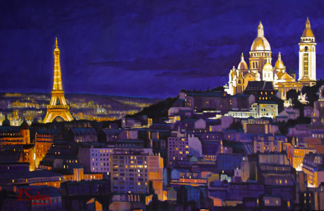 PARIS LA NUIT Óleo Lienzo Paisaje