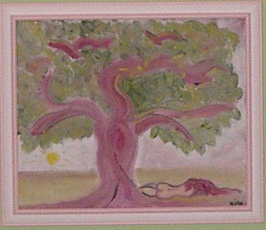 Beatriz bajo el arbol Oil Canvas Landscaping