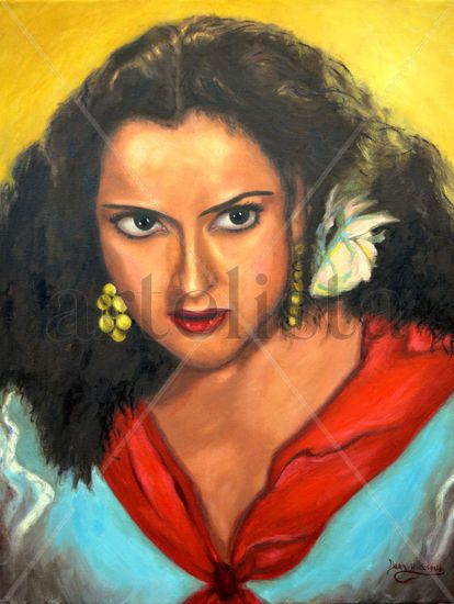 Preciosa, "La Gitanilla" Óleo Lienzo Retrato