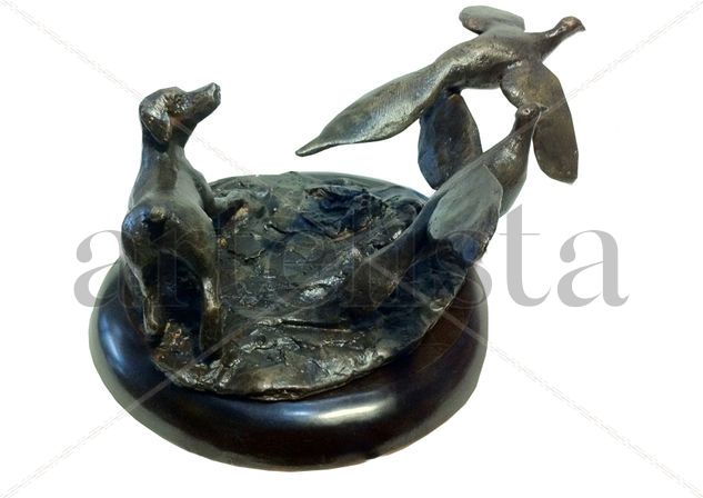 Pareja de Faisanes con Perro Bronze Figurative