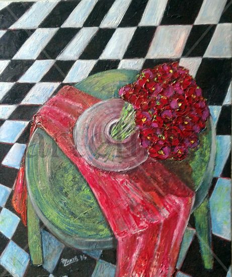 .ROUND TABLE Oil Canvas Still Life Paintings