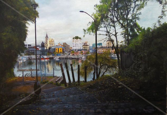 Valdivia desde isla Teja Oil Canvas Landscaping