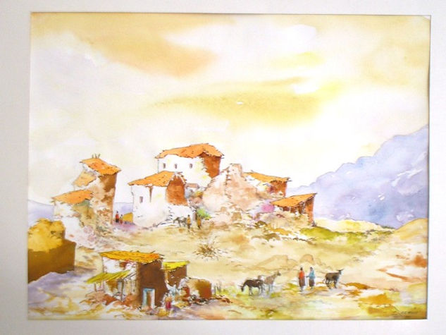 Andean Landscape In the Morning Watercolour Card Landscaping