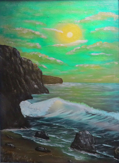 By the sea.. Acrylic Canvas Marine Painting