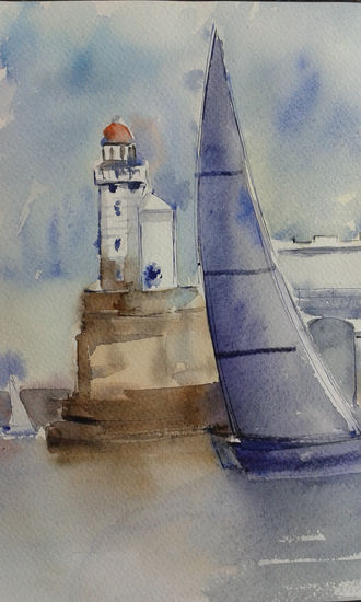 Faro Punta del Morro (Getxo) Watercolour Paper Landscaping