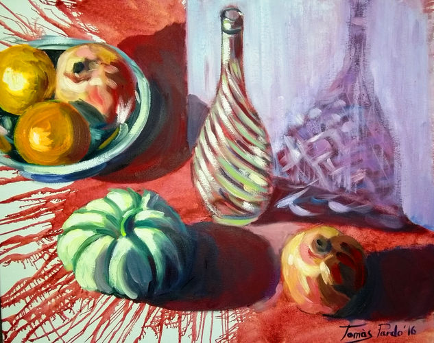 Bodegón rojo Oil Textile Still Life Paintings