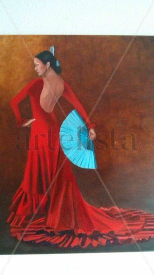 bata de cola roja Oil Canvas Figure Painting