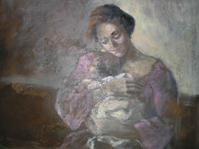 maternidad Óleo Tabla Figura