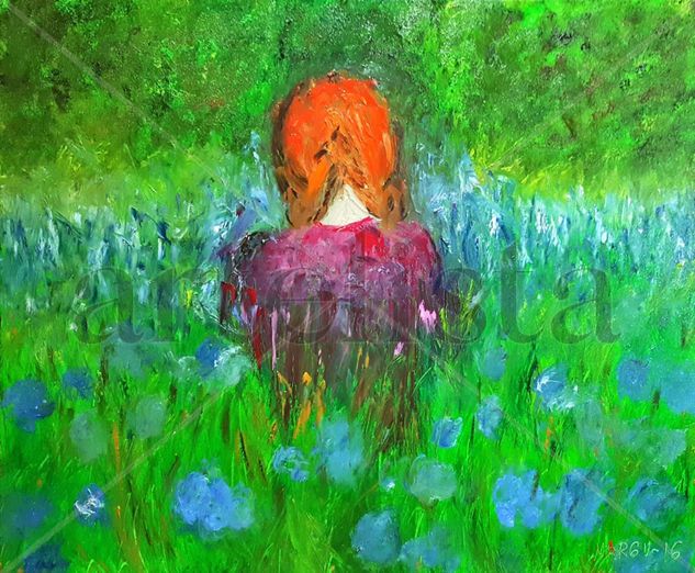 La niña del pelo rojo Oil Canvas Figure Painting