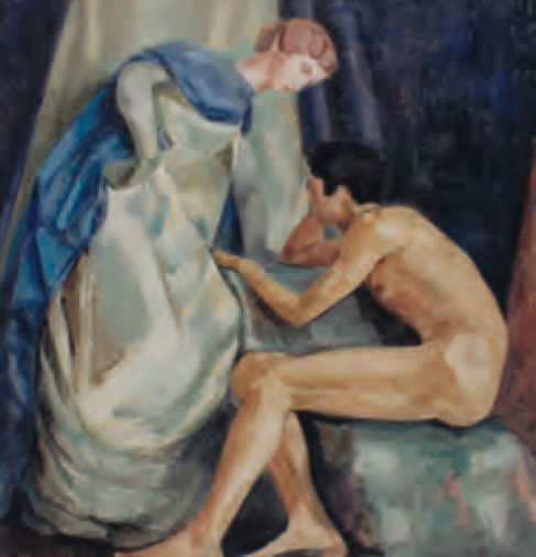 Desnudo de espalda con maniquí II