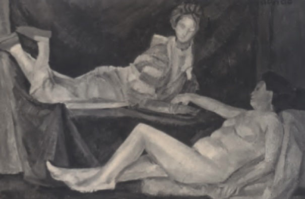 Desnudo tumbado con maniquí