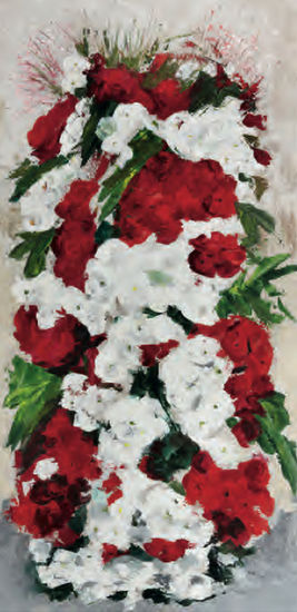 Flores blancas y rojas Acrylic Panel Floral Painting