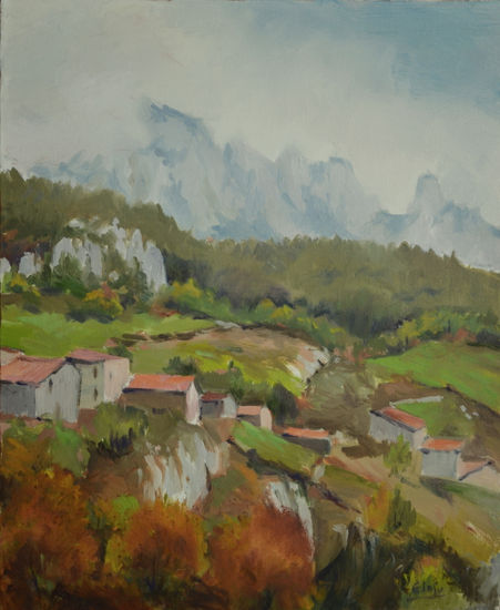 Otoño en Sotres Oil Canvas Landscaping