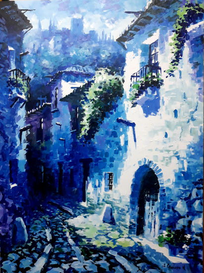 Calle tipica de Granada. Acrylic Canvas Landscaping