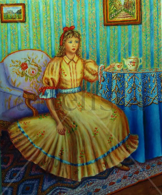 Figura de Dama tomando café