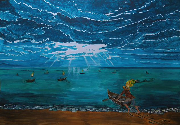 Navigate the dreams Acrylic Card Marine Painting