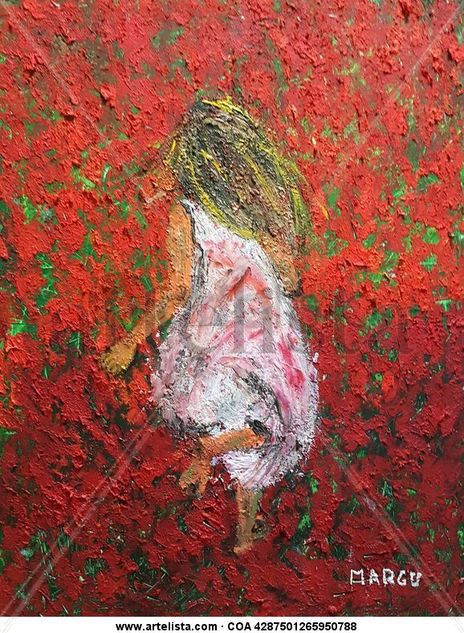 Entre flores rojas