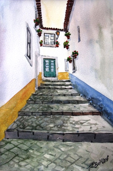 ÓBIDOS 2 Acuarela Papel Paisaje