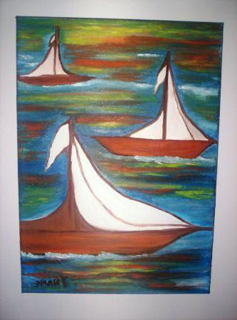 TRES DESTINOS Oil Canvas Marine Painting