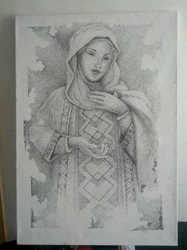 PLUMILLA MADONNA Tinta Lienzo Figura