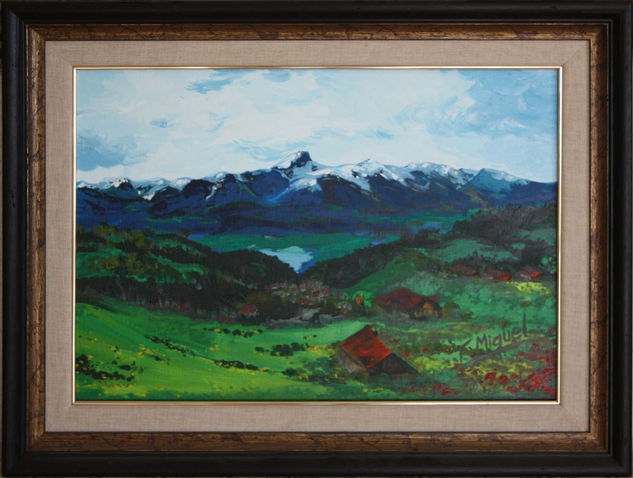 Valle suizo (enmarcado) Oil Canvas Landscaping