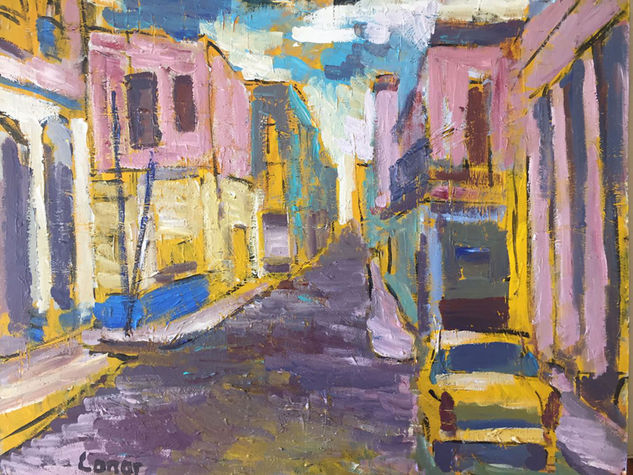 vista calle en Cuba Acrylic Others Landscaping