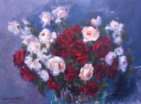 White and red roses