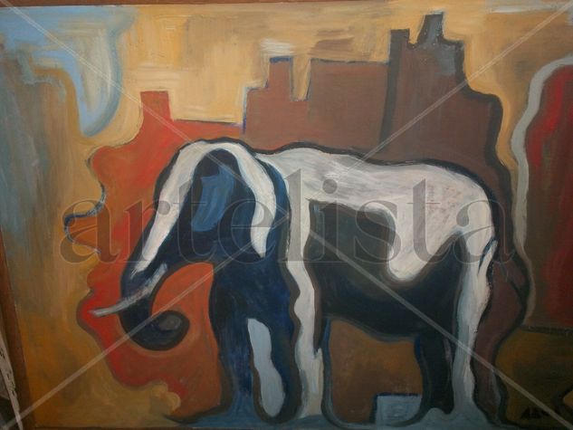 elefante Oil Panel Animals