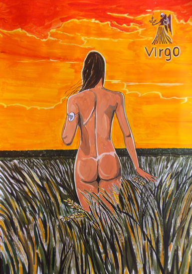 Serie  Zodiaco_ VIRGO Acrylic Paper Figure Painting