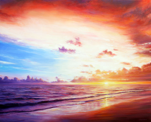 Romantic Sunset Oil Canvas Marine Painting